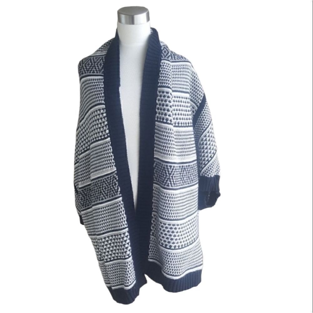 TALBOTS Striped Open Front Kimono- Size L/XL